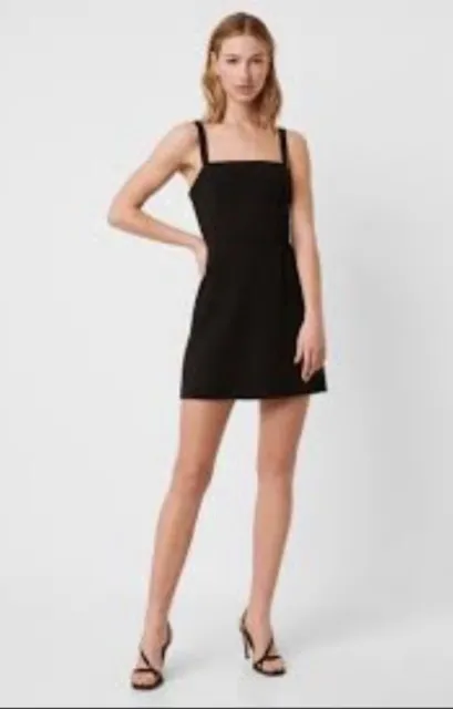 FRENCH CONNECTION $148 Whisper Straight Neck A Line Mini Dress in Black Size 6