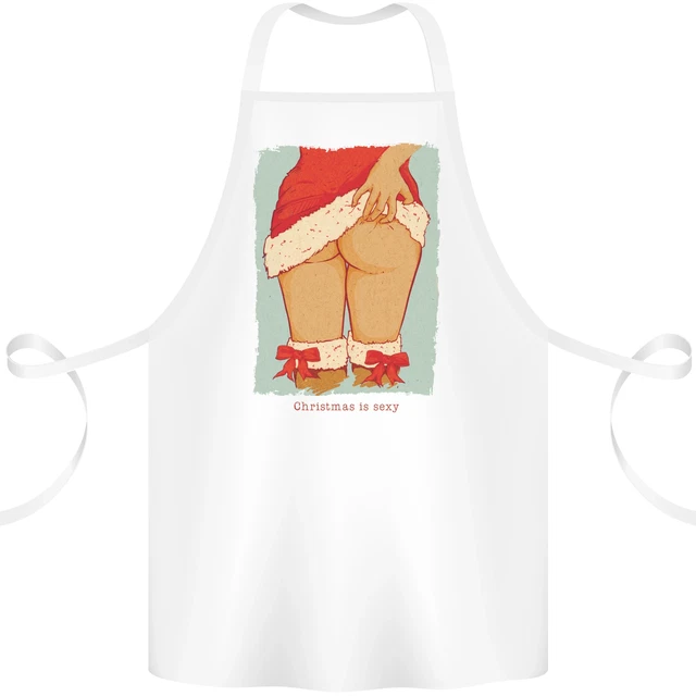Christmas Is Sexy Funny Santa Xmas Cotton Apron 100% Organic