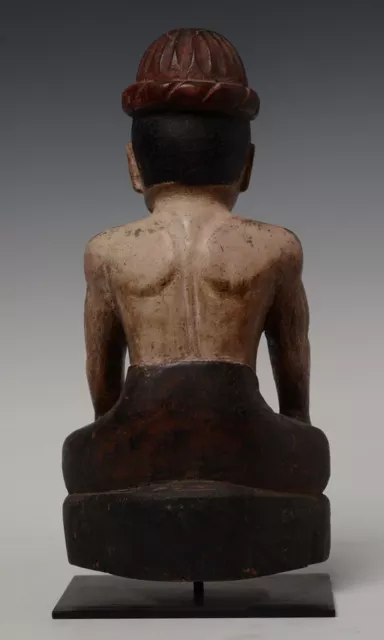 Early 20th Century, Antique Burmese Wooden Man Figurine 9