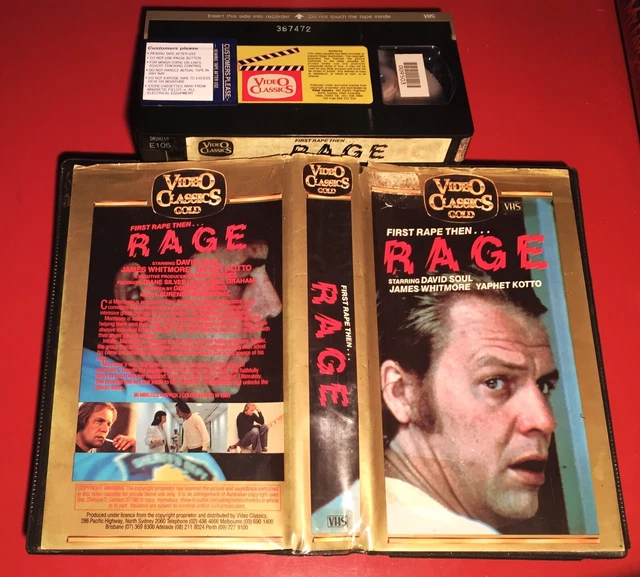 *RAGE VHS VIDEO CLASSICS rare 1980 TV movie prison David Soul clamshell ...