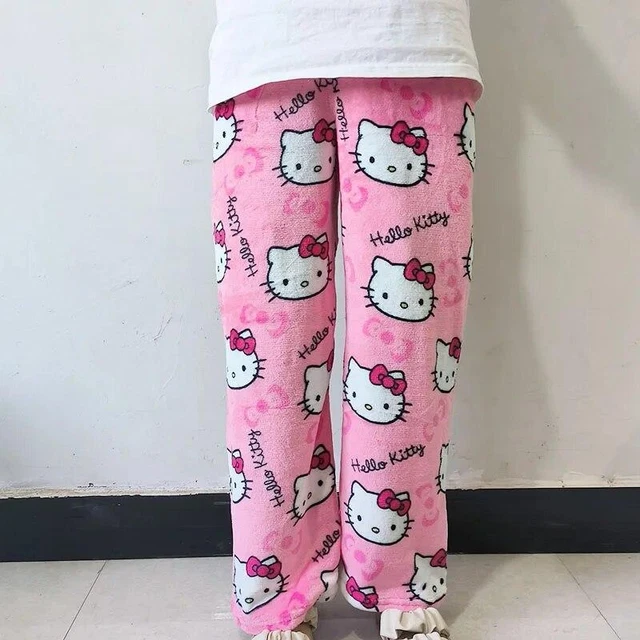 HELLO KITTY PAJAMA Pants Y2k Fairy Sanrio Flannel Winter Warm Women
