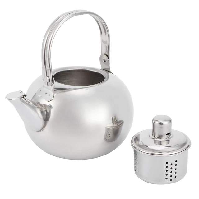 (Argento 16 cm) 304 Teiera in acciaio inox con infusore fondo piatto foglia di tè sciolto