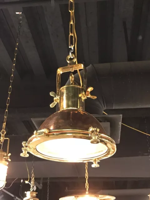 Retro Style Marine Smooth Brass and Copper Vintage Ceiling Pendant Ship Light