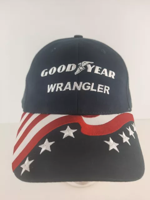 Vintage Good Year Wrangler Red White and Blue Flag and Stars HAT CAP Slide Strap