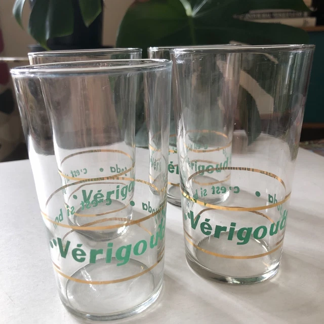 Lot De 4 Verres Anciens Orangina 10,5 Cm Pub Vintage Années 1950 - Verres à Soda Publicitaires