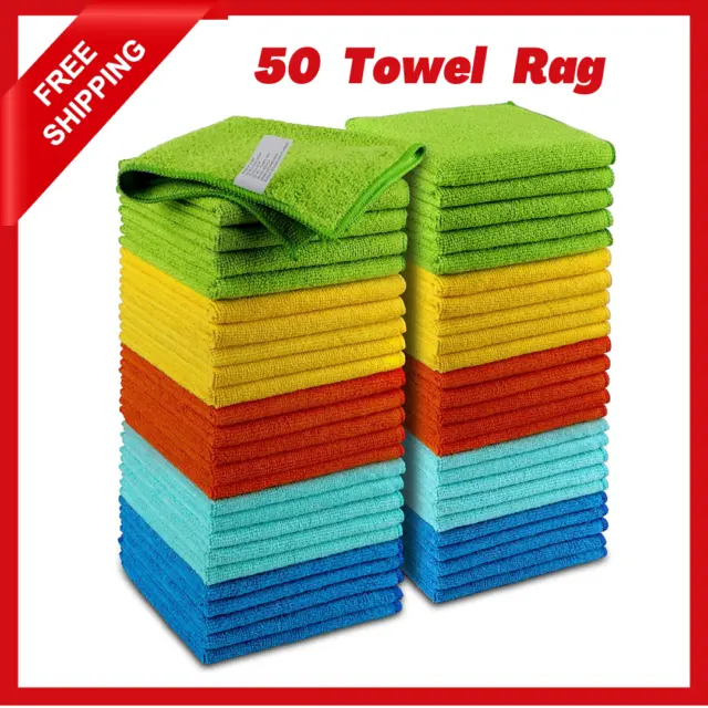 Microfiber Cleaning Cloth Set of 50 Towel Rag Car Polishing Detailing No-Scratch