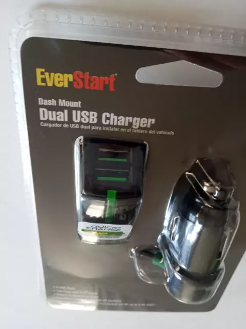EverStart Plus 12 Volt 2.4 Amp Dash Mount Dual USB Charger, Black 