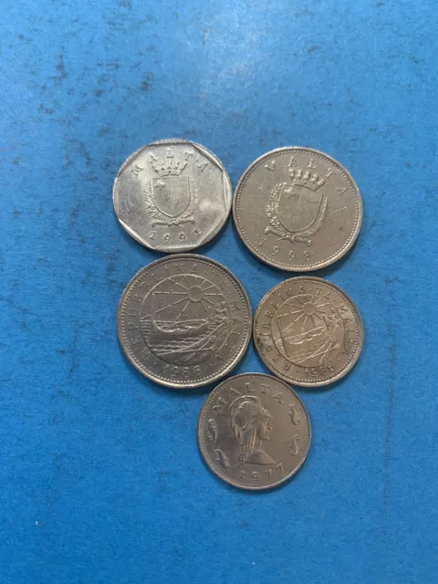 Malte , Lot De 5 Pièces De Monnaies Différentes ,8