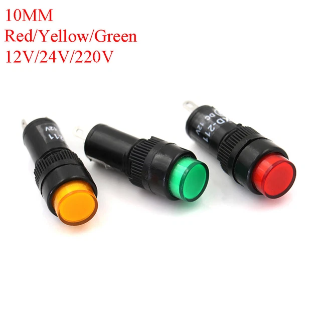 LED PILOT PANEL indicator signal warning light lamp AC/DC 10mm _OR $1. ...