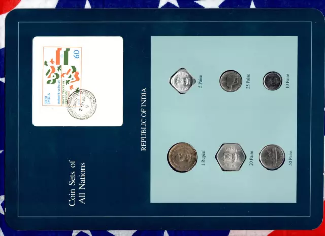 Coin Sets of All Nations India 1988-1991 UNC 20 Paise 1988 1 Rupee 1990