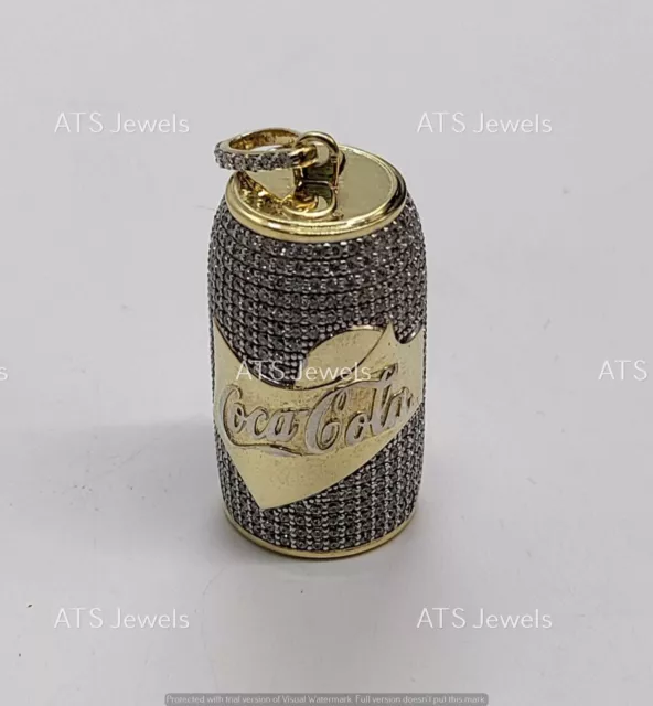 2.00 CT Lab-Created Diamond Coca-Cola Coke Bottle Pendant 14K Yellow Gold Plated