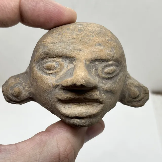 RARE Pre Columbian Clay Pottery Anthropomorphic Head Effigy Old Artifact Old