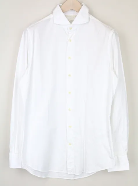 SUITSUPPLY Men Shirt 41/16 Extra Slim Fit White Pure Cotton Classic Button-Up