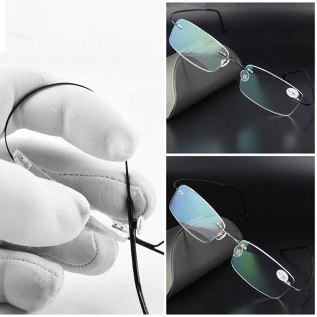 Spectacles Rectangular Unisex Eyeglass Rimless Reading Glasses Memory Titanium