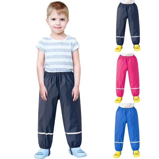 Child Kids Unisex Rain Dungarees Mud Trousers Waterproof Rainsuit Pant Girl Boys