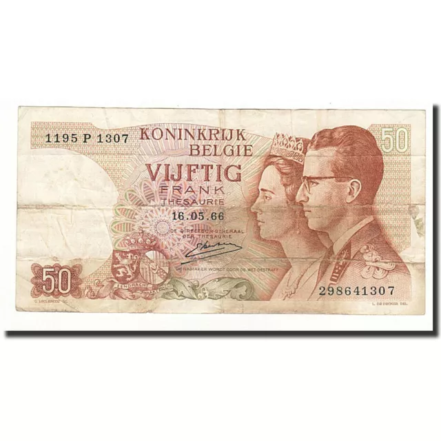 [#165138] Banknote, Belgium, 50 Francs, 1966-05-16, KM:139, VF(20-25)