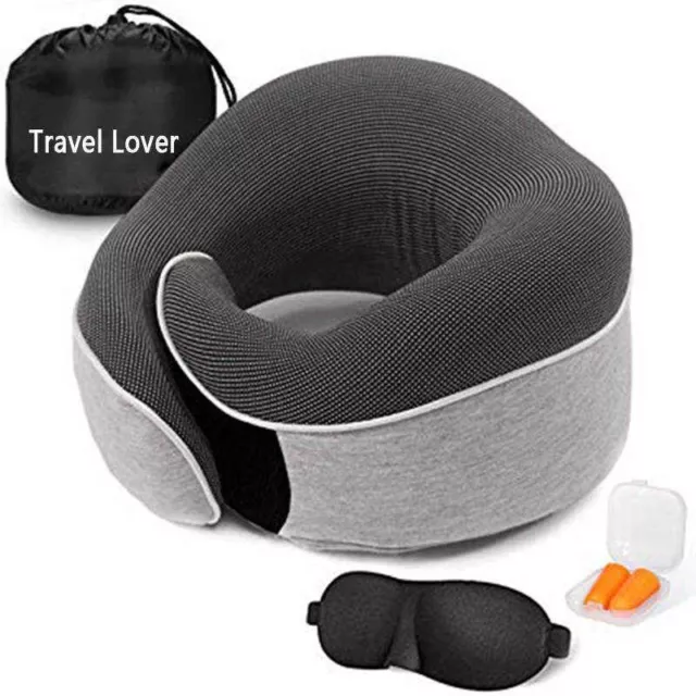 U Shape 100% Memory Foam Neck Pillow Travel Pillow Neck w/ 3D Eye Mask