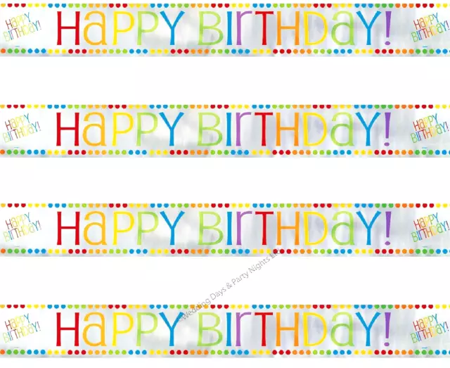 12ft Silver Rainbow Happy Birthday Foil Banner Wall Door Party Decor Boys Girls