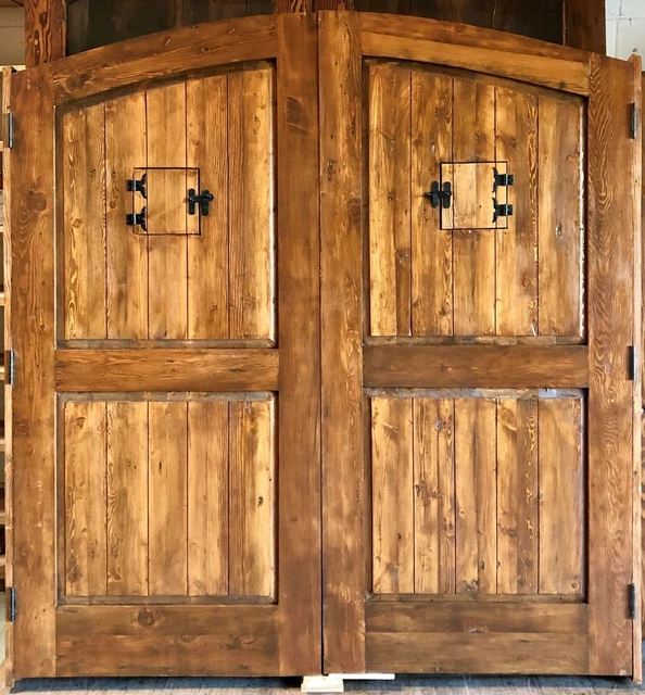 Rustic reclaimed lumber arched door solid wood story book castle winery hardware 3