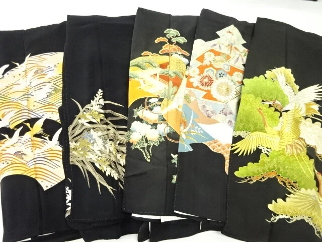 45263# Japanese Kimono / Antique Tomesode / Set Of 5