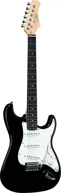 EKO - S-300 Black, guitare électrique modèle Stratocaster 4/4, couleur noir