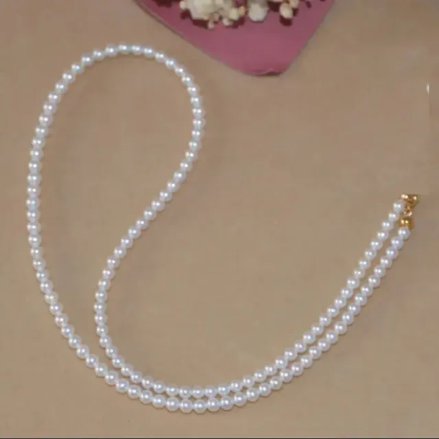 19 inch Mini AAAA + 5-6mm Japanese Akoya white pearl necklace 14k Gold clasp