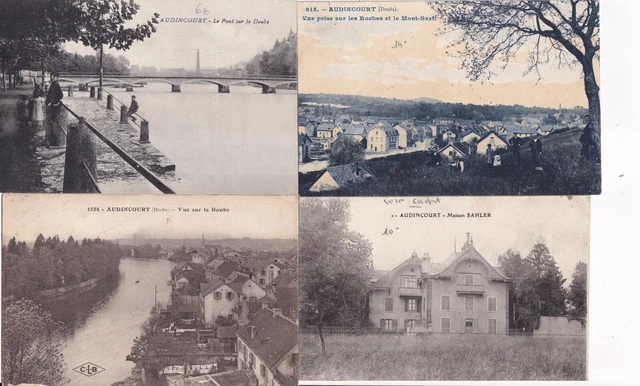 Lot de 4 cartes postales anciennes postcards AUDINCOURT DOUBS 2