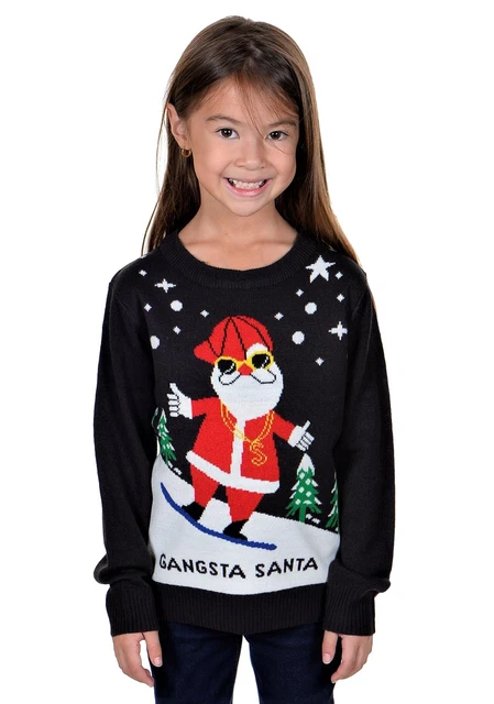 KESIS Children Gangsta Santa Ugly Christmas Sweater 3-4Y