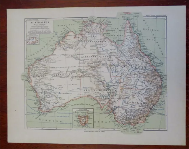 Australia Victoria Queensland New South Wales Tasmania Sydney 1892 detailed map