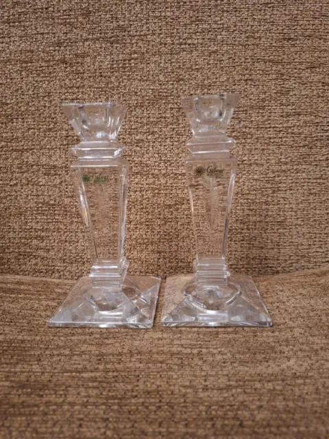 Galway Irish Crystal Pair Of Candle Holders Etched And Labelled