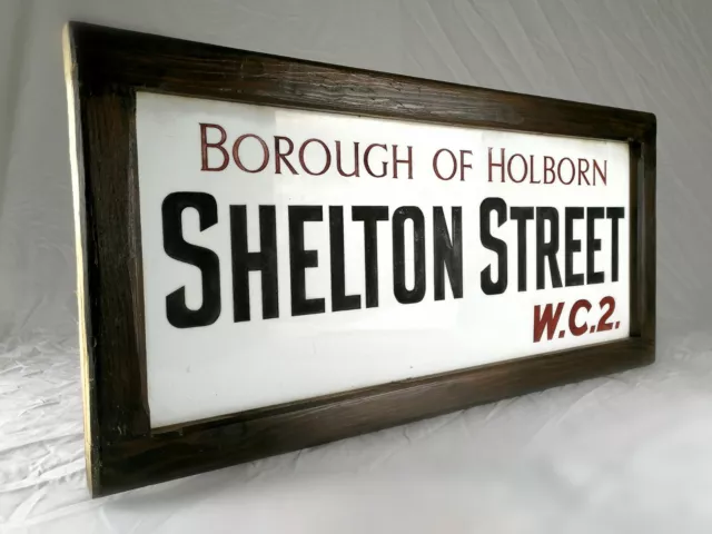 Original 1920s London Street Sign - Shelton Street W.C.2. - Borough of Holborn