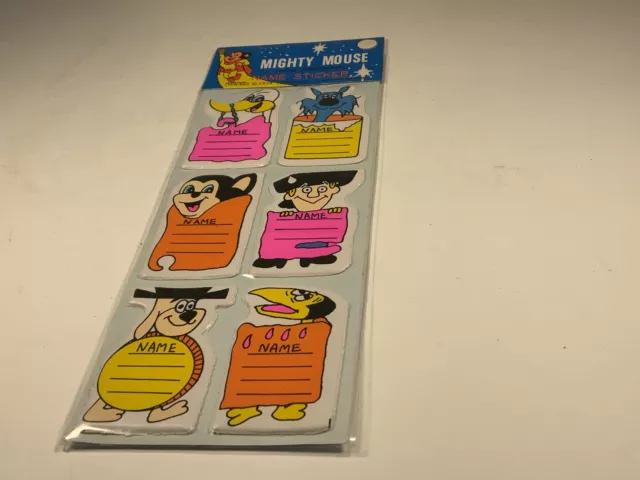 ⭐️ Vintage 1979 MIGHTY MOUSE Puffy NAME Stickers STICK-ONS Terrytoons New 70's⭐️