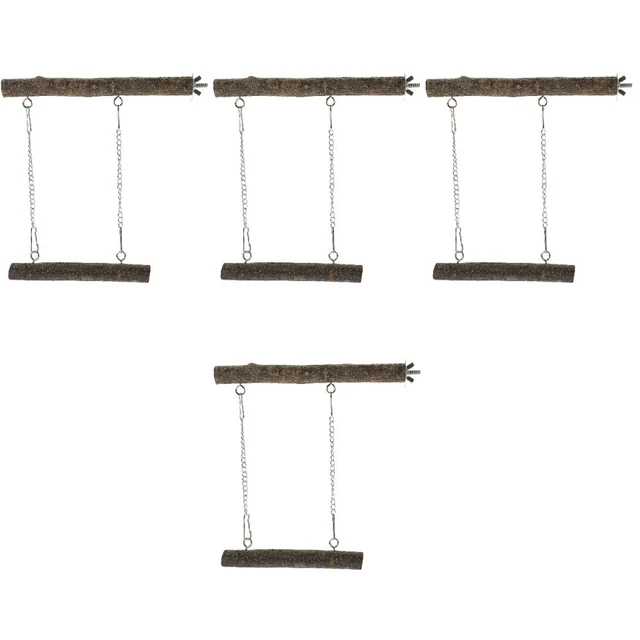 4 Sets Papageienbarsch Papageienschaukel Holzspielzeug Holzdekor Vogelregal