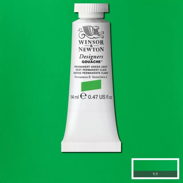 Winsor & Newton Designers Gouache Tube - Permanent Green Light - 14ml