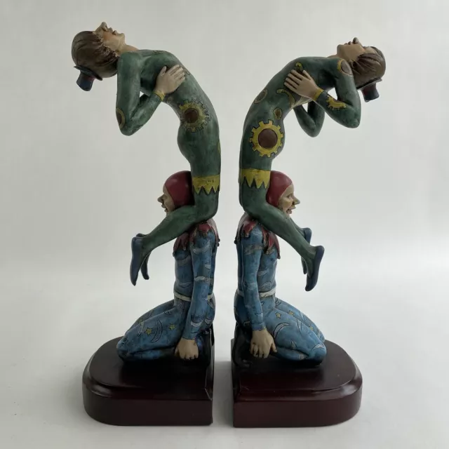 Vintage Bookends Set Acrobats Contortionists Circus Performers 10.5" Decor