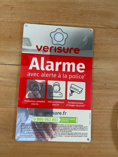 Plaque Dissuasive Verisure 2024 - Modèle 2025, Pour Intérieur Et Extérieur