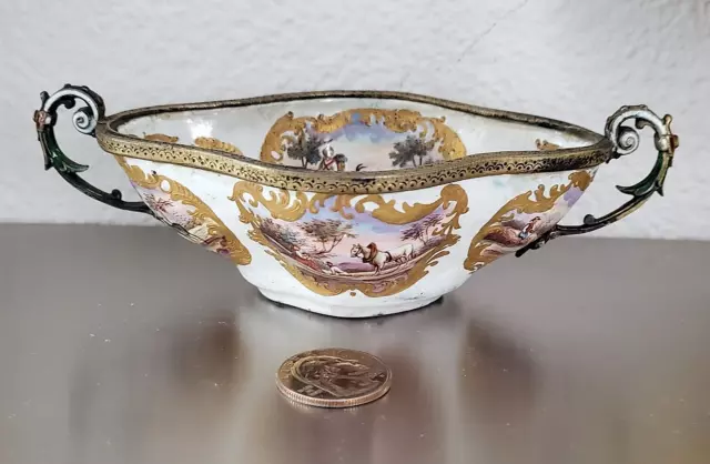 Antique Viennese Austrian Silver Enamel Centerpiece Bowl 19 Century