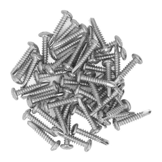 100Pcs Self Drilling Screw Round Head 304 Fasteners For Wood Work M4.8x25 NDE