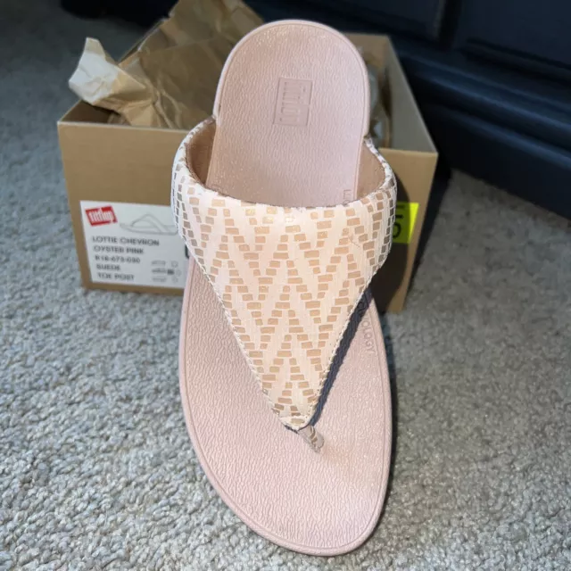 FitFlop Lottie Chevron Oyster Pink Suede New 5 NIB Comfort Sandals Suede