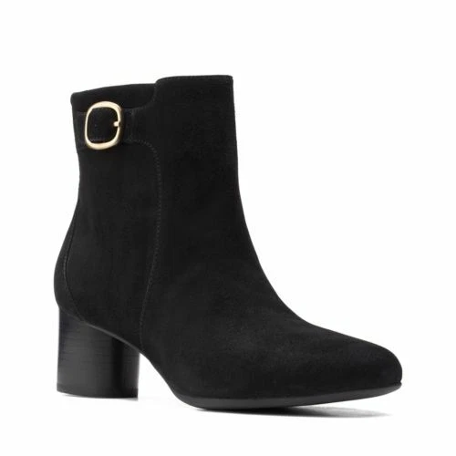 Clarks black hot sale suede ankle boots
