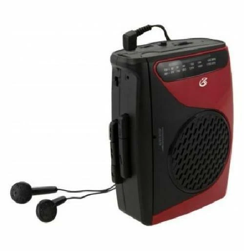 GPX AM FM Black and Red Cassette Player Recorder with Built In Mic and ...