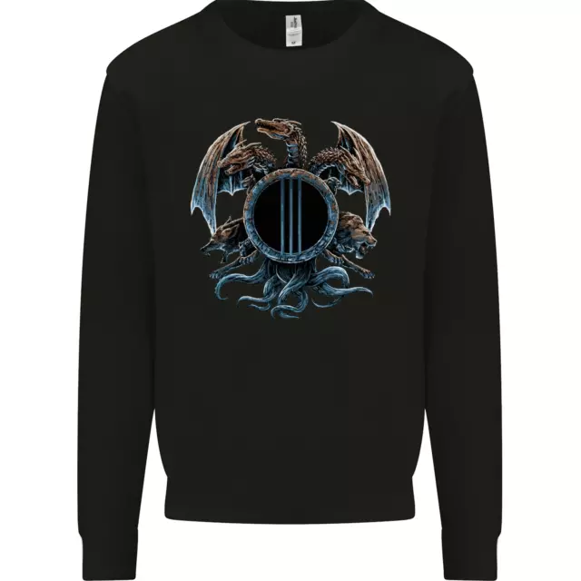 Tre Headed Dragon Fantasia Fantascienza Uomo Felpa Maglione