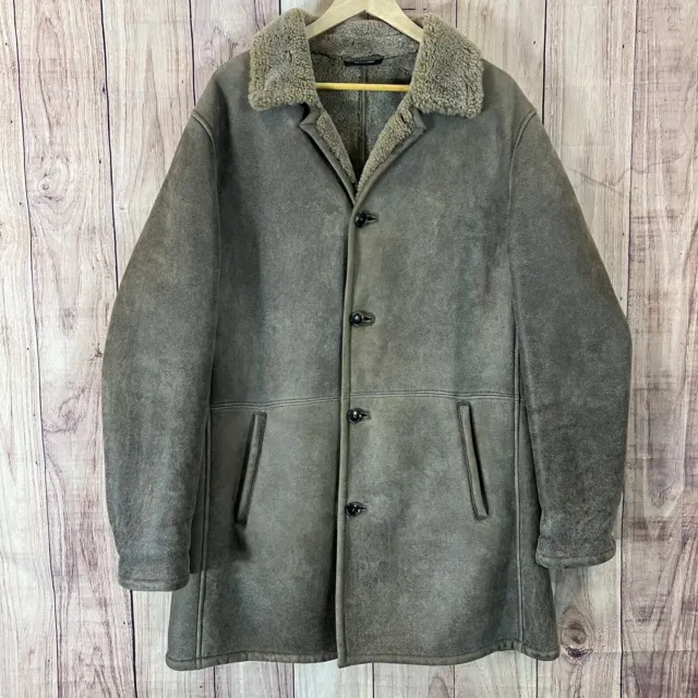 Vintage Hugo BOSS Men's 44R Spanish Merino Shearling Sheepskin Jacket Coat