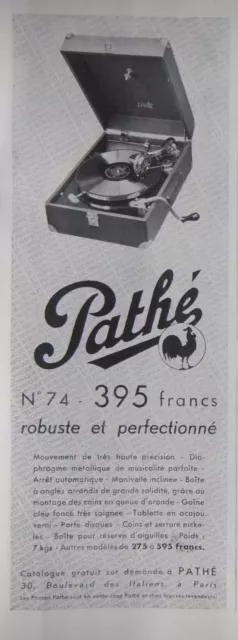 Publicité De Presse 1933 Pathé N°74 Musicalité Parfaite Acajou - Advertising