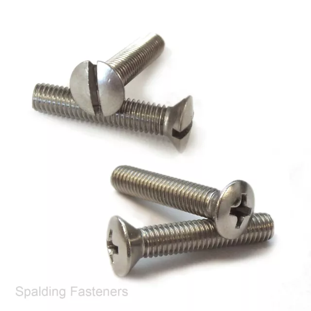 Stainless UNF Raised Countersunk Slotted & Phillips Machine Screws. 10-32 & 1/4"