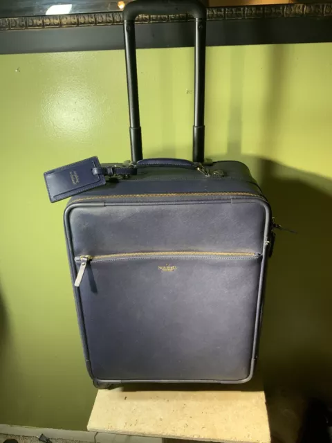 Kate Spade Navy Blue Leather International Spinner Carry-on Luggage Suitcase