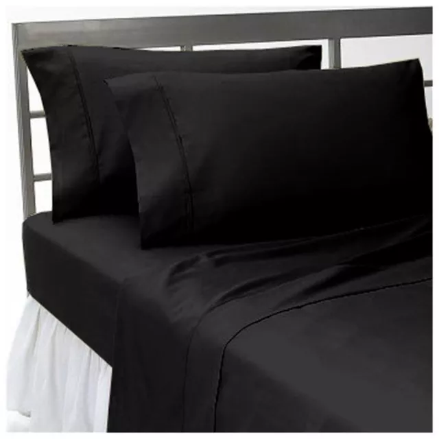 Sheet Set/Fitted/Duvet 1000 TC Best Egyptian Cotton King Bed Items Black Solid.,