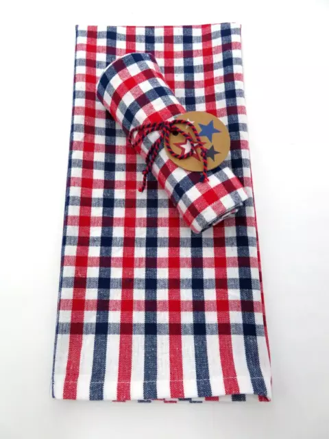 DII ~ Patriotic Kitchen Towels 18 x 28 inches ~ RED WHITE BLUE ~ Gift Set of Two