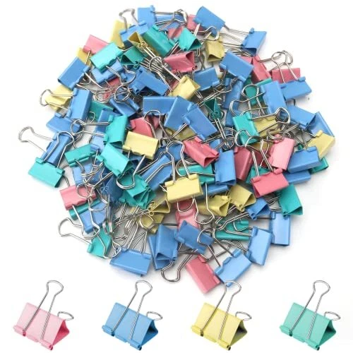 120 Pack Binder Clips 0.75 Inch, Small Paper Clamps, Colored Paper Binder