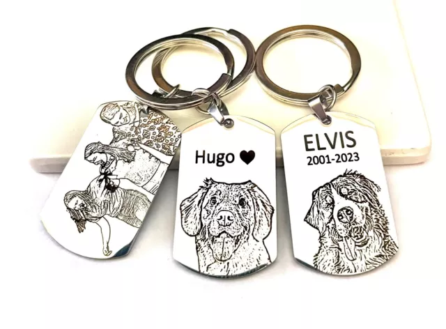 Personalised Photo Keyring | Pet Keyring | Picture Keyring | Engraved | Dog ID